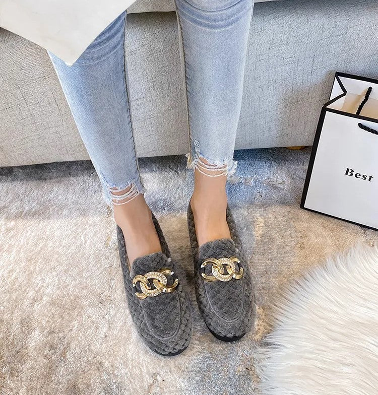 Warme Winter Loafers Met Glitter Effect