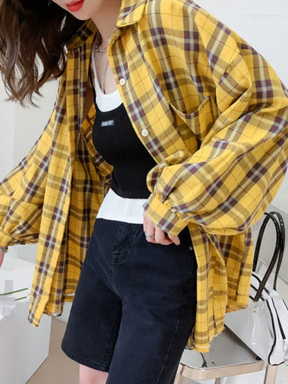Liora | Oversized Geruit Overhemd