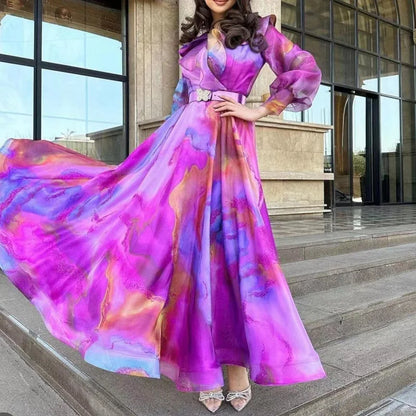 Maxi Jurk Elegante Zomerjurk met Kleurrijke Bloemenprint