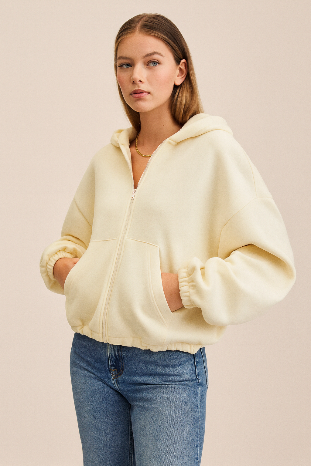 Dames Sportieve Hoodie Oversized met Rits en Kap