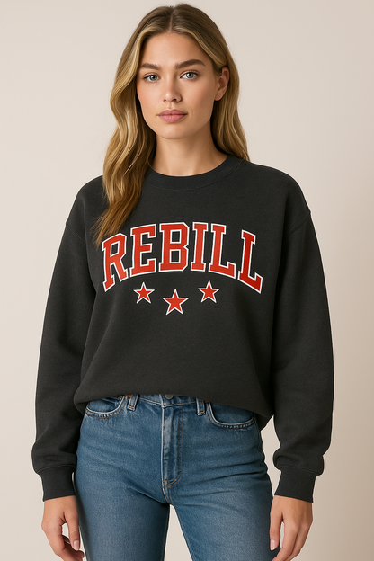Dames Varsity Trui met Textprint Crewneck Sarina