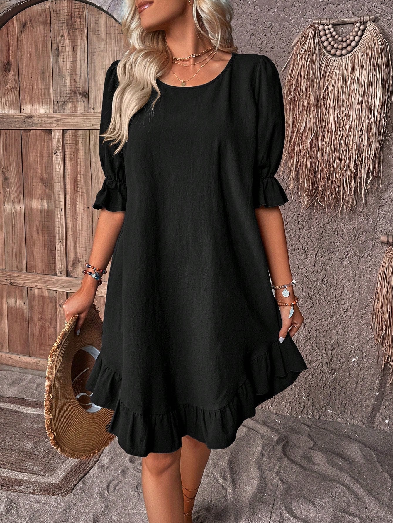 VELANORA Elegante Florel Korte Jurk