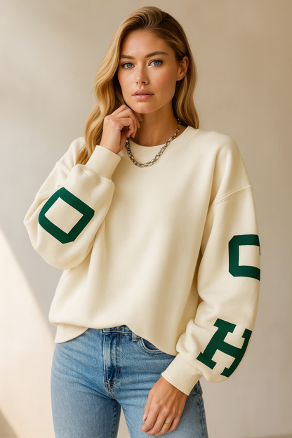 Dames Oversized Trui met Tekstprint voor Dagelijks Gebruik
