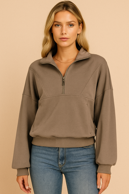 Dames Sweatshirt Sportief Comfortabel Halve Rits