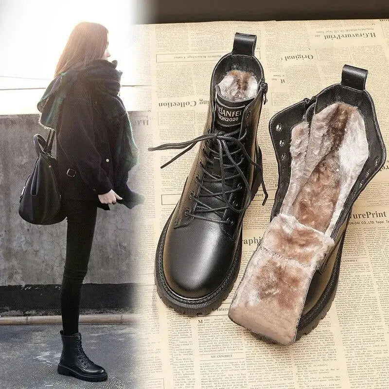 Leren Veterschoenen Zwart Gevoerd Profielzool