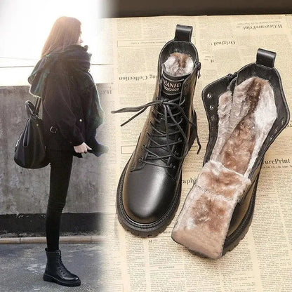 Leren Veterschoenen Zwart Gevoerd Profielzool