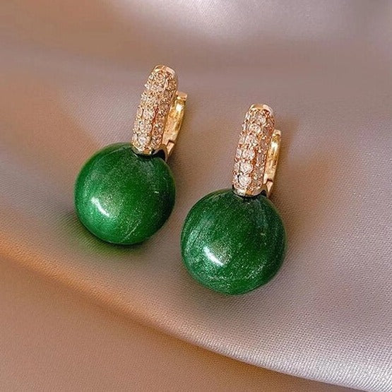 Groene Goudparel Oorbellen Stijlvol Design Alina - Mode Vibes
