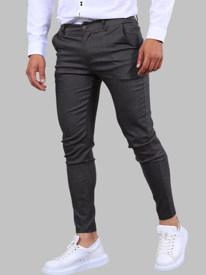 Chino Broek Mannen Slim Fit Donkerblauw Modieus