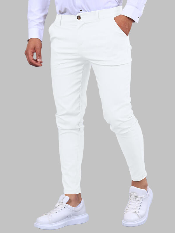Chino Broek Mannen Slim Fit Donkerblauw Modieus