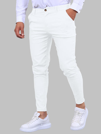 Chino Broek Mannen Slim Fit Donkerblauw Modieus