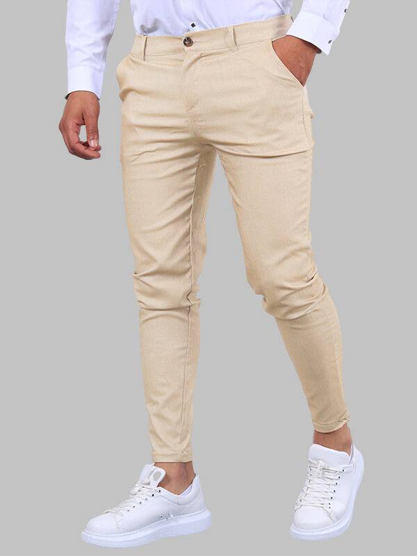 Chino Broek Mannen Slim Fit Donkerblauw Modieus