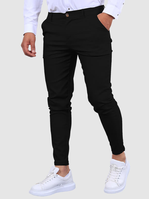 Chino Broek Mannen Slim Fit Donkerblauw Modieus