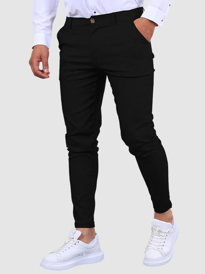 Chino Broek Mannen Slim Fit Donkerblauw Modieus
