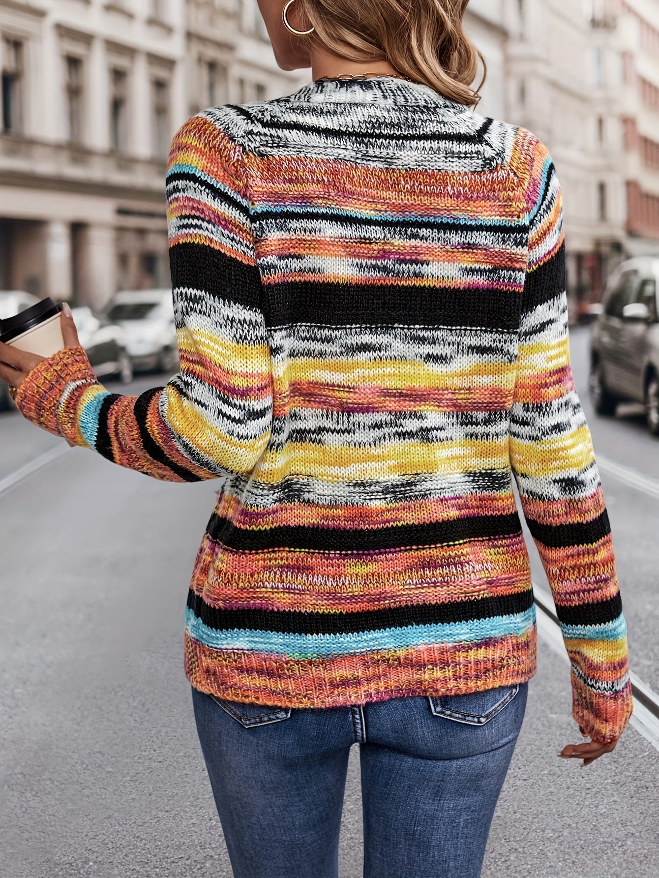 Gebreide Cardigan Meerkleurig Acryl Gezellig