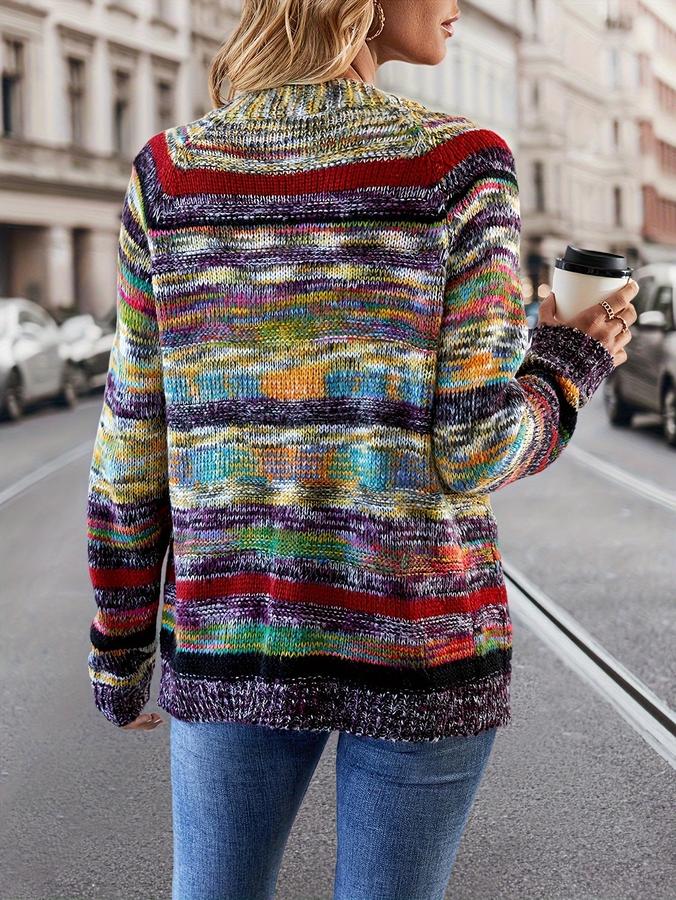 Gebreide Cardigan Meerkleurig Acryl Gezellig