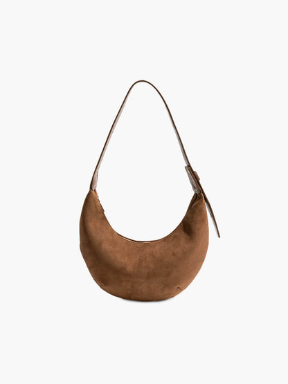Suède Halvemaan Tas voor Dames - Mode Vibes