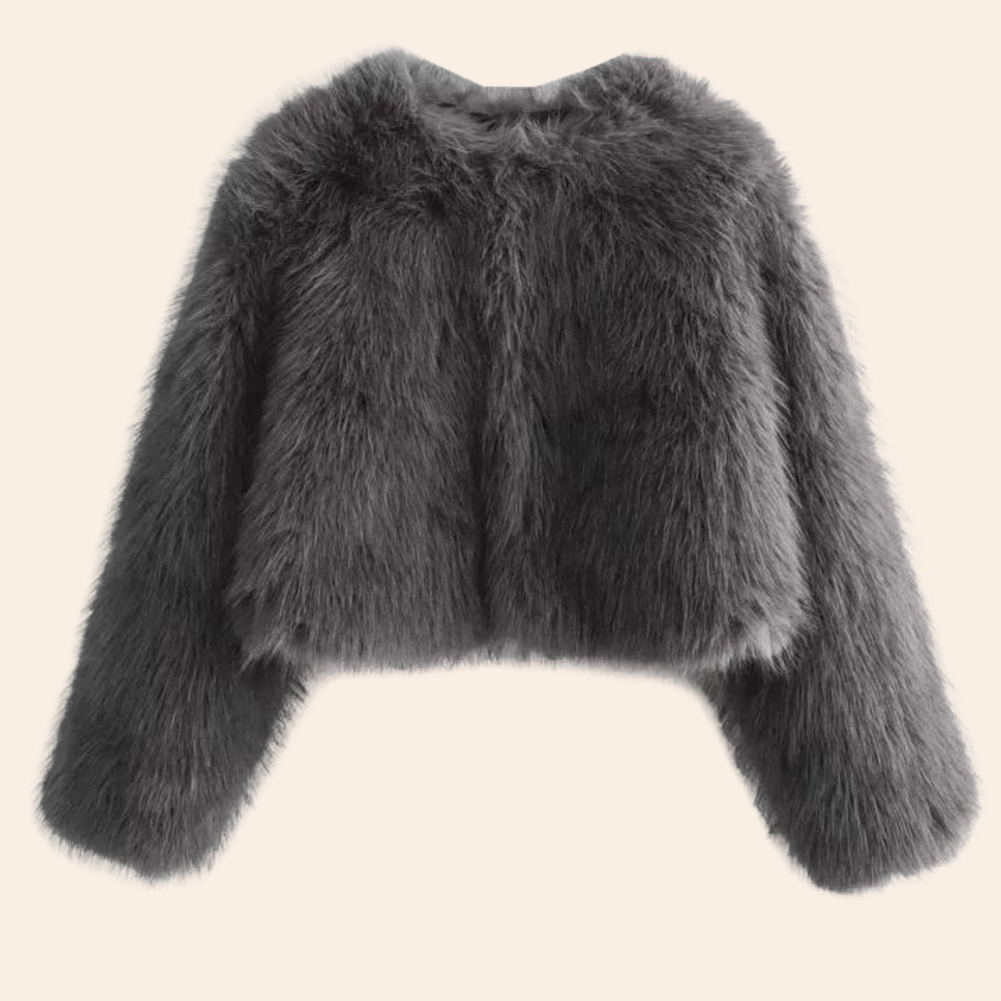 Korte Imitatiebont Jas Warm en Stijlvol - Mode Vibes