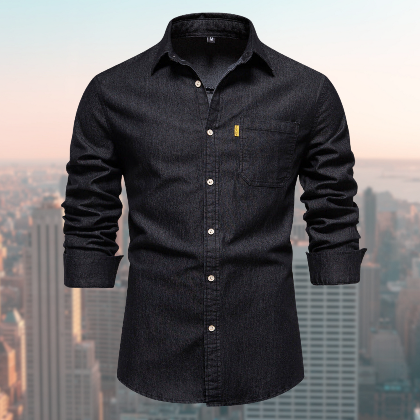Mannen Overhemd Blauw Denim Klassiek - Mode Vibes