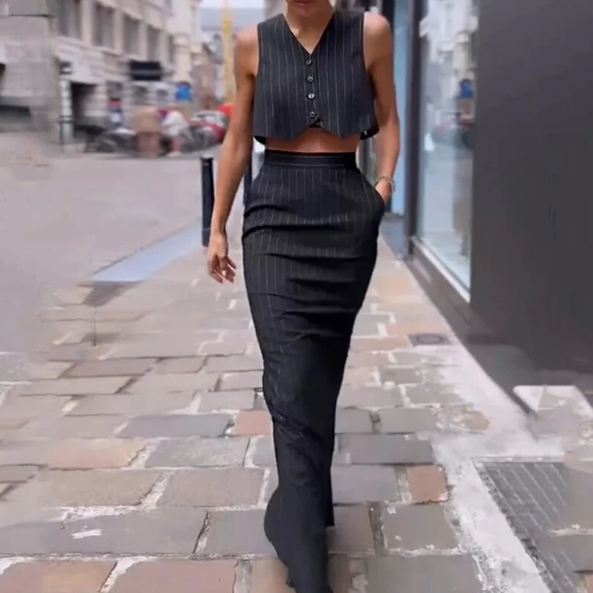 Elegante Mouwloze Top en A-lijn Rok Set - Mode Vibes