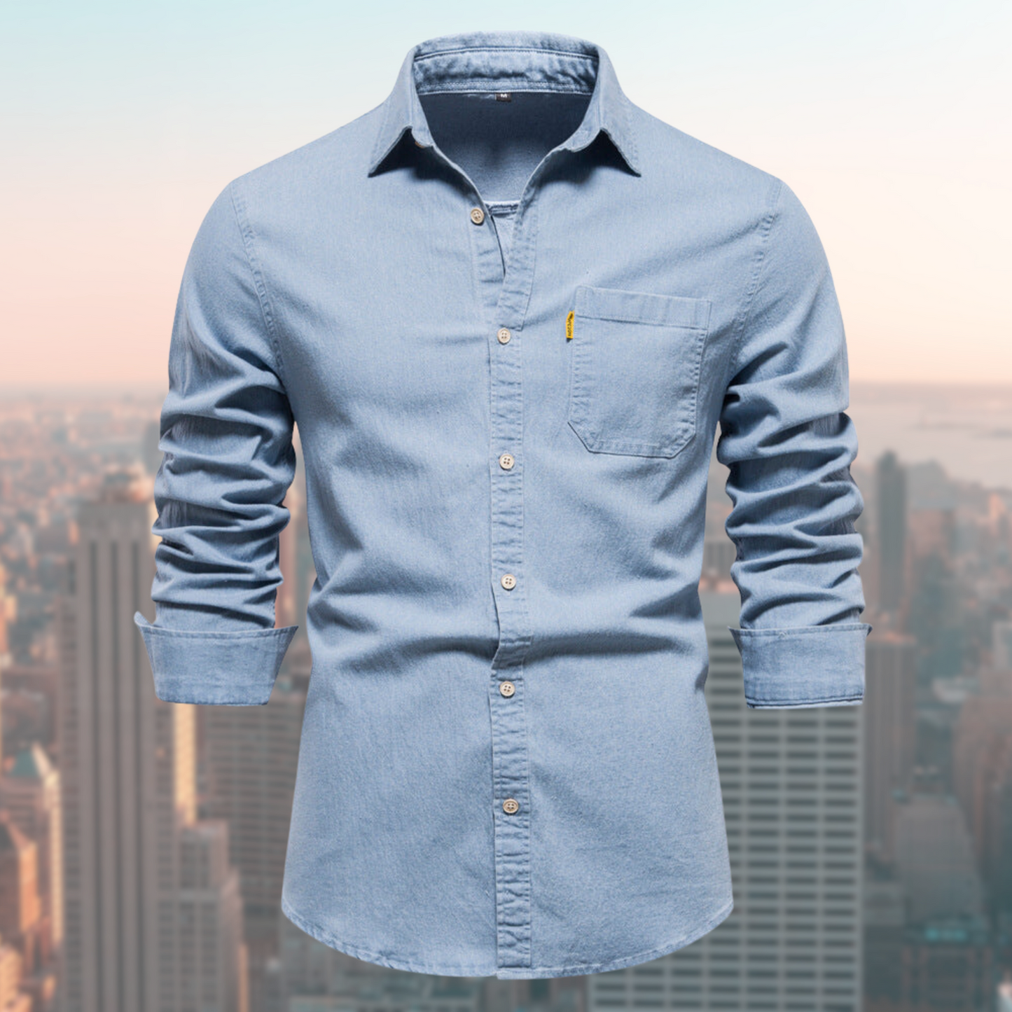 Mannen Overhemd Blauw Denim Klassiek
