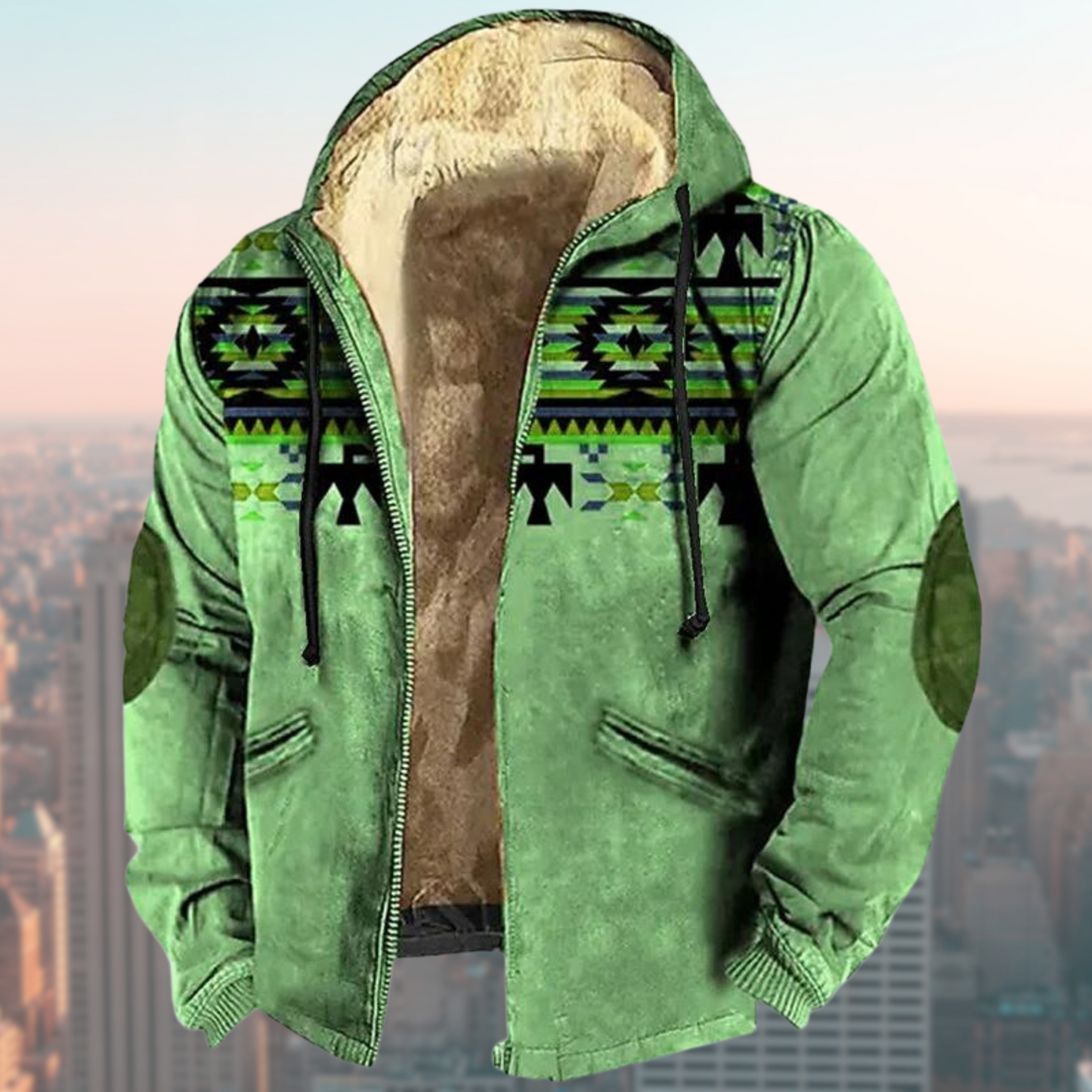 Jas met Capuchon Inheemse Print Uniek Design
