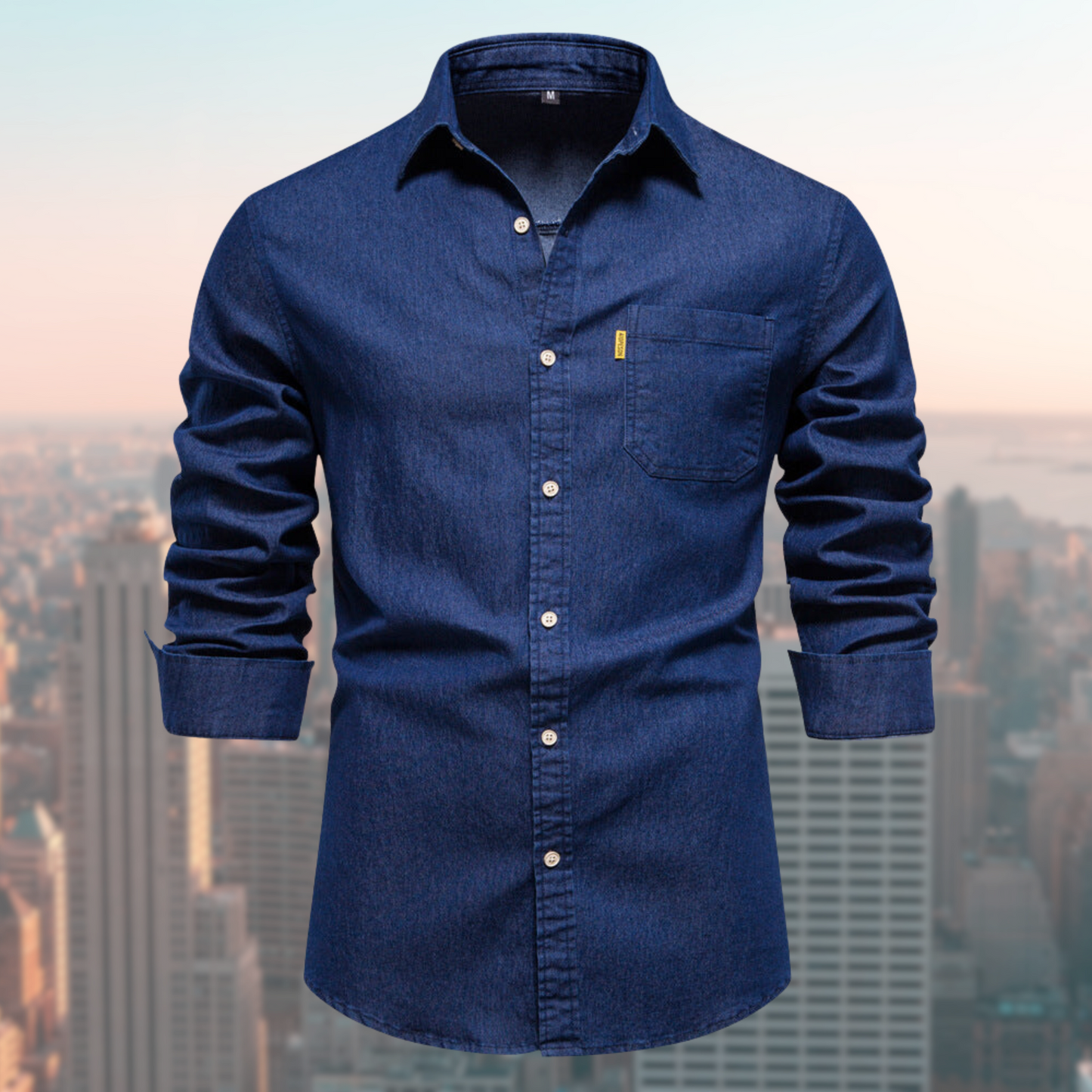 Mannen Overhemd Blauw Denim Klassiek