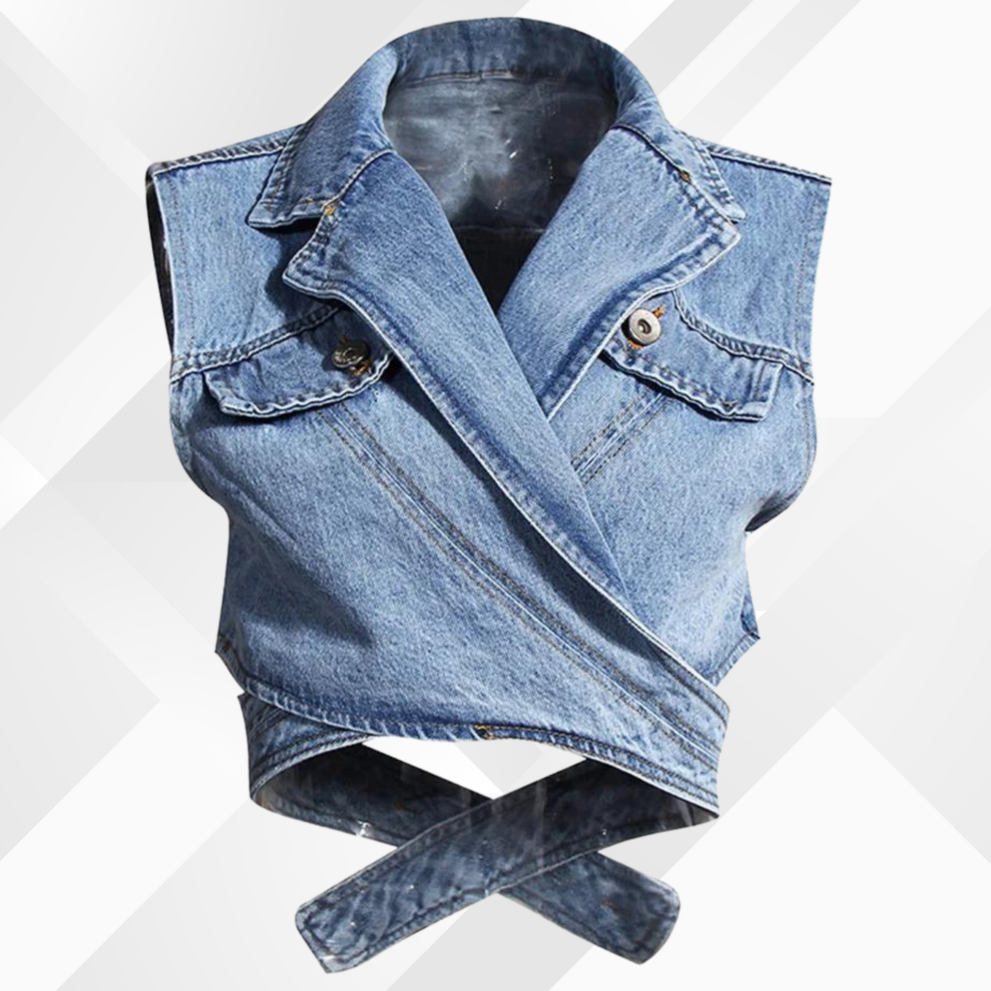 Blouse met Pofmouwen en Denim Vest dames - Mode Vibes
