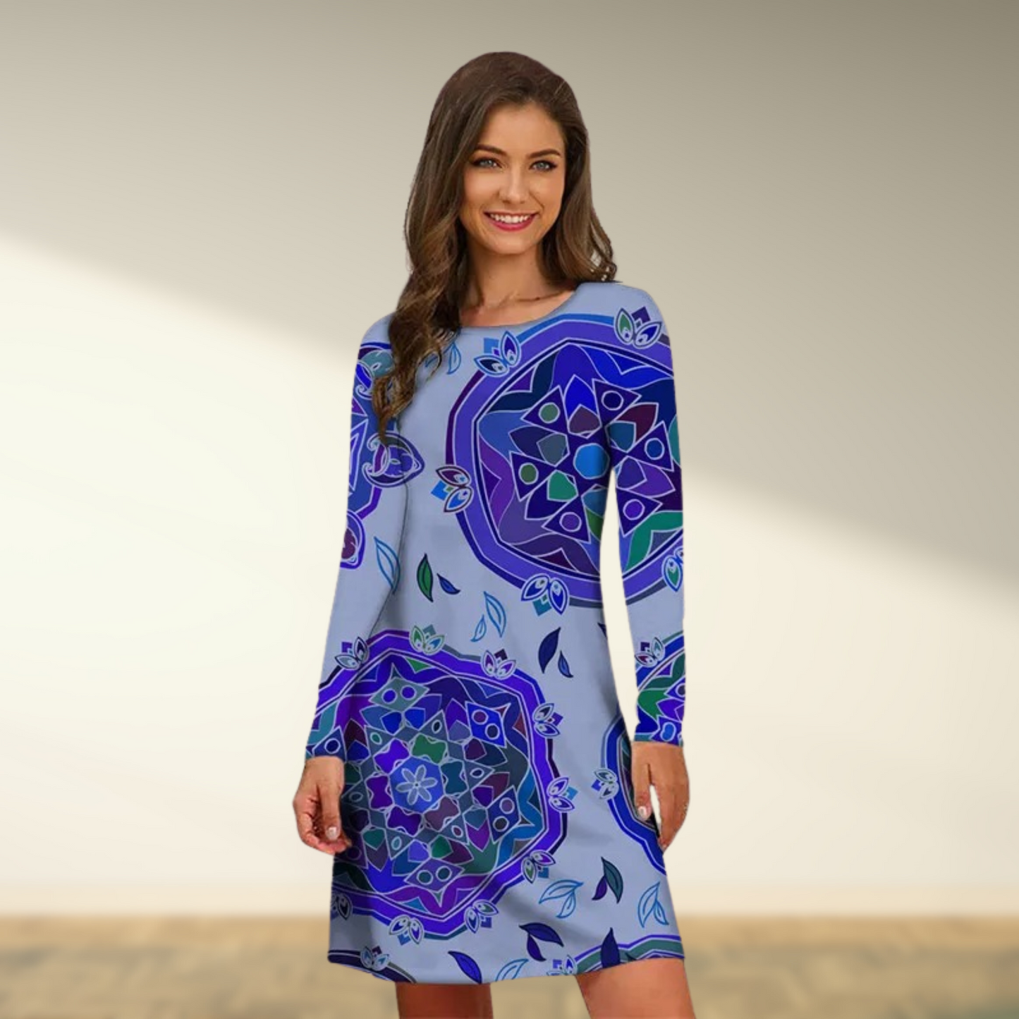 Vrouwelijke Vintage Jurk Lange Mouwen Retro Stijl