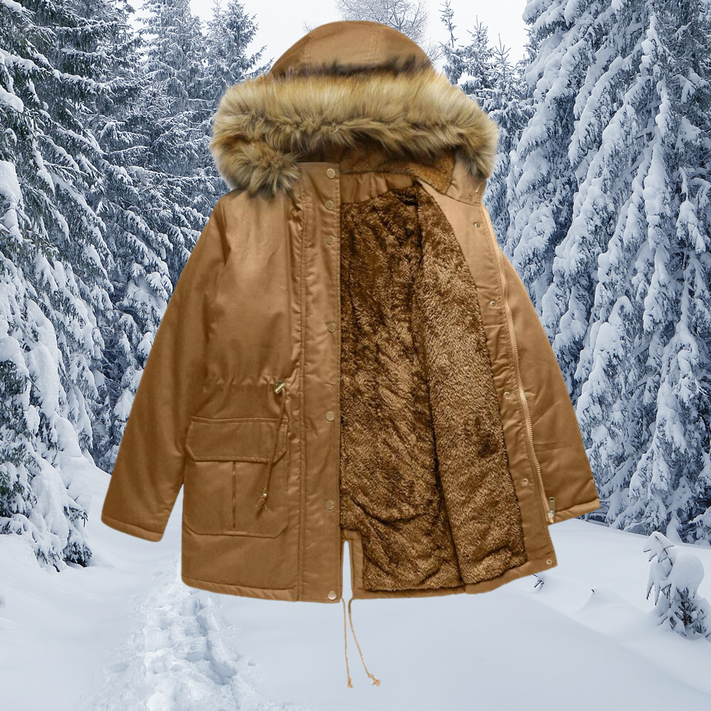 Della - Warme Winterjas met Bontkraag en Capuchon - Mode Vibes