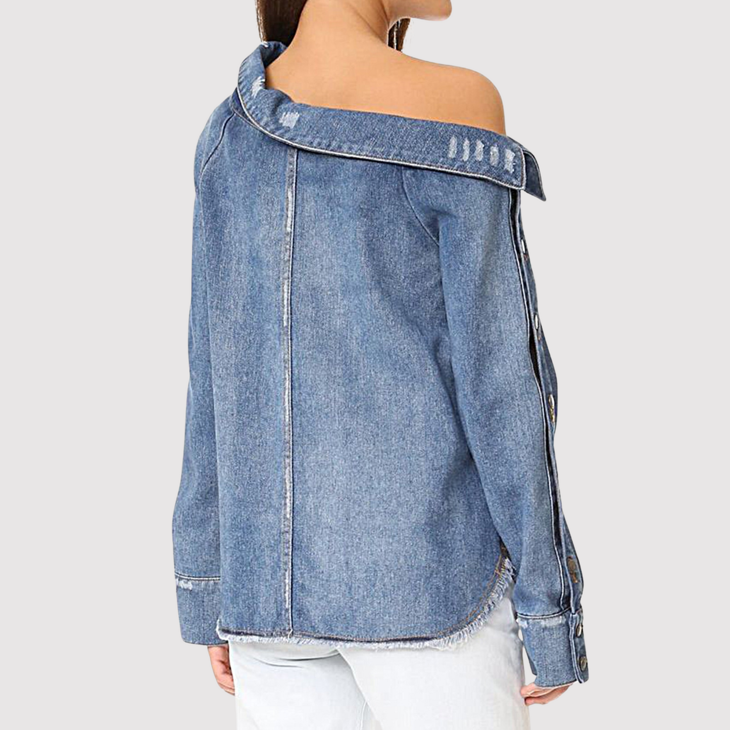 Asymmetrische Blouse Dames Denim Trendy Model