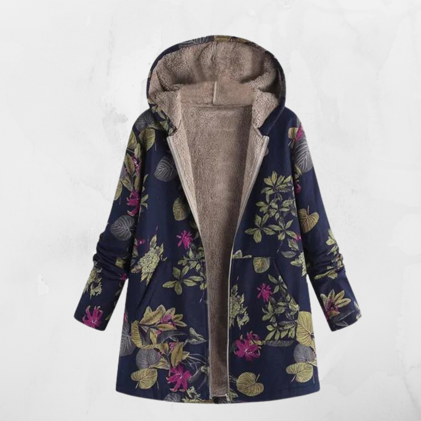 Oversized Jas met Capuchon Lange Mouwen Print