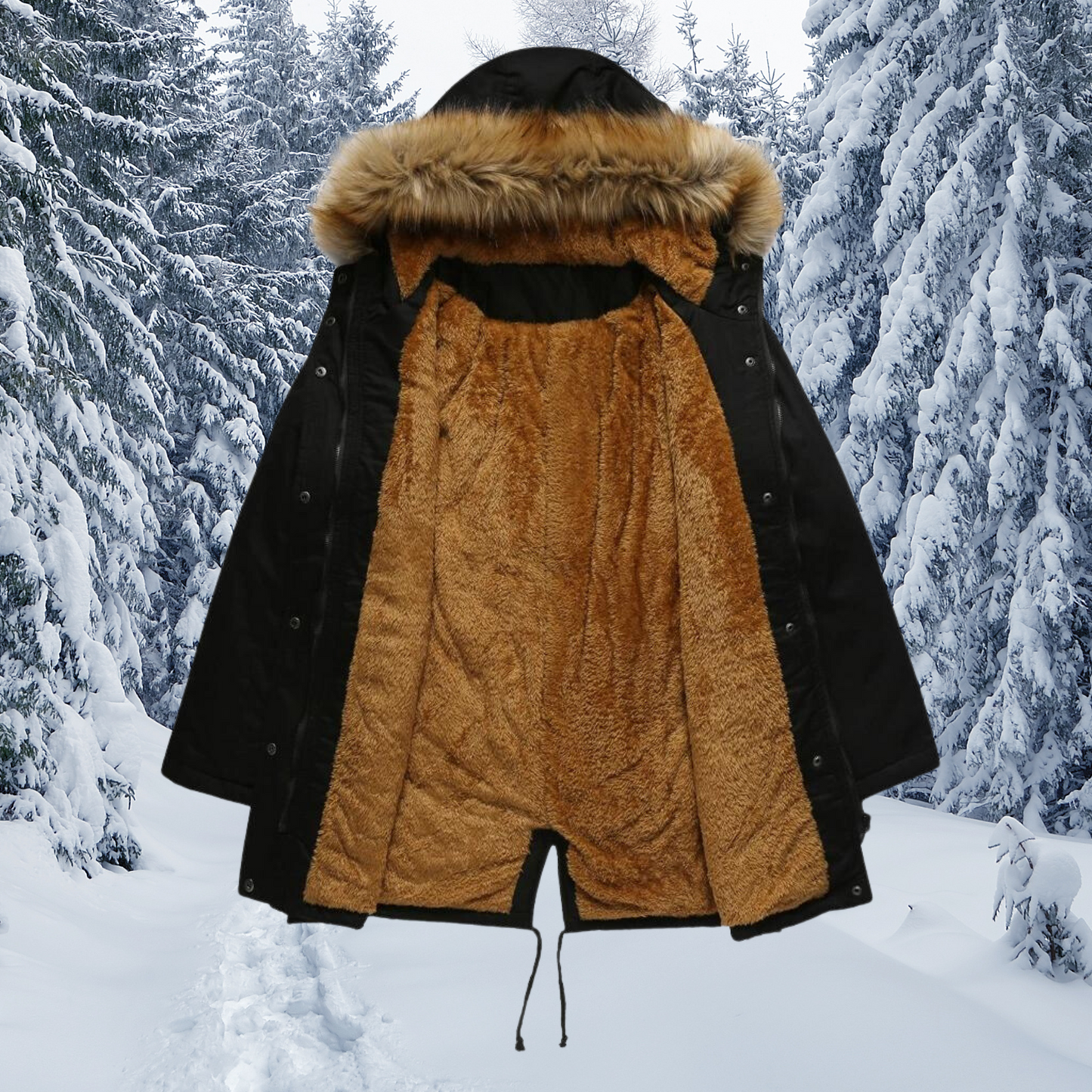 Della - Warme Winterjas met Bontkraag en Capuchon