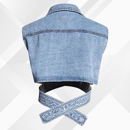 Blouse met Pofmouwen en Denim Vest dames