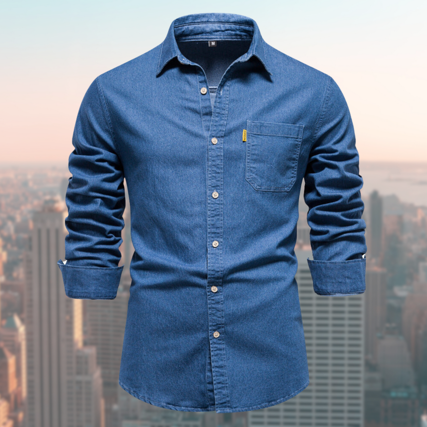 Mannen Overhemd Blauw Denim Klassiek