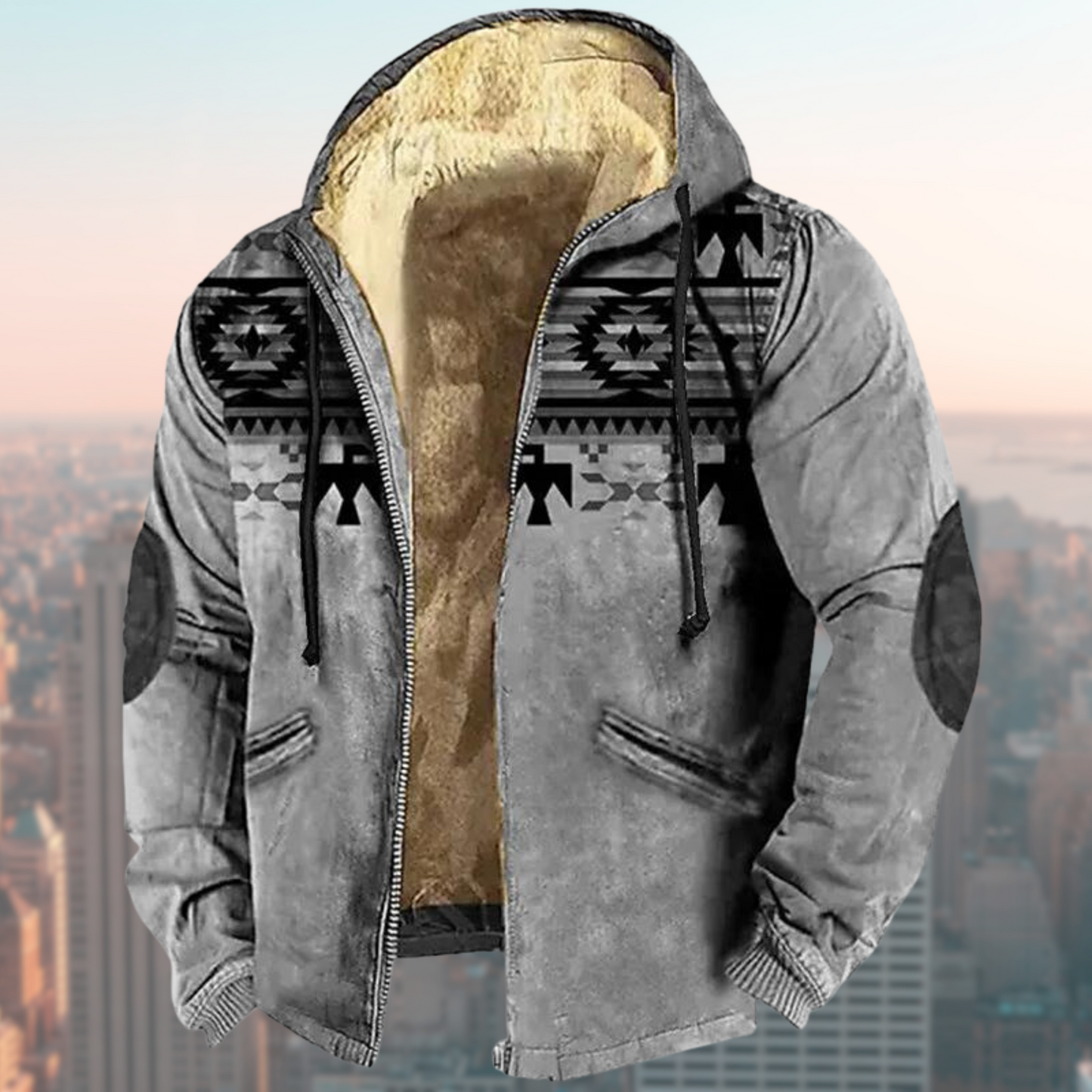 Jas met Capuchon Inheemse Print Uniek Design