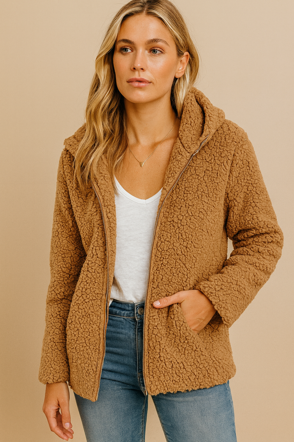 Dames Fleece Vest Warm met Rits en Capuchon Teddy Soft