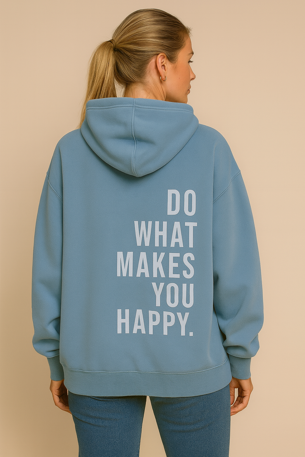 Dames Hoodie Ruimvallend met Happy Print