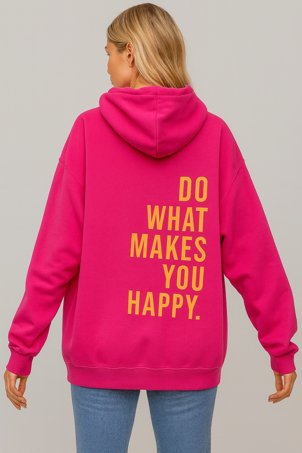 Dames Hoodie Ruimvallend met Happy Print