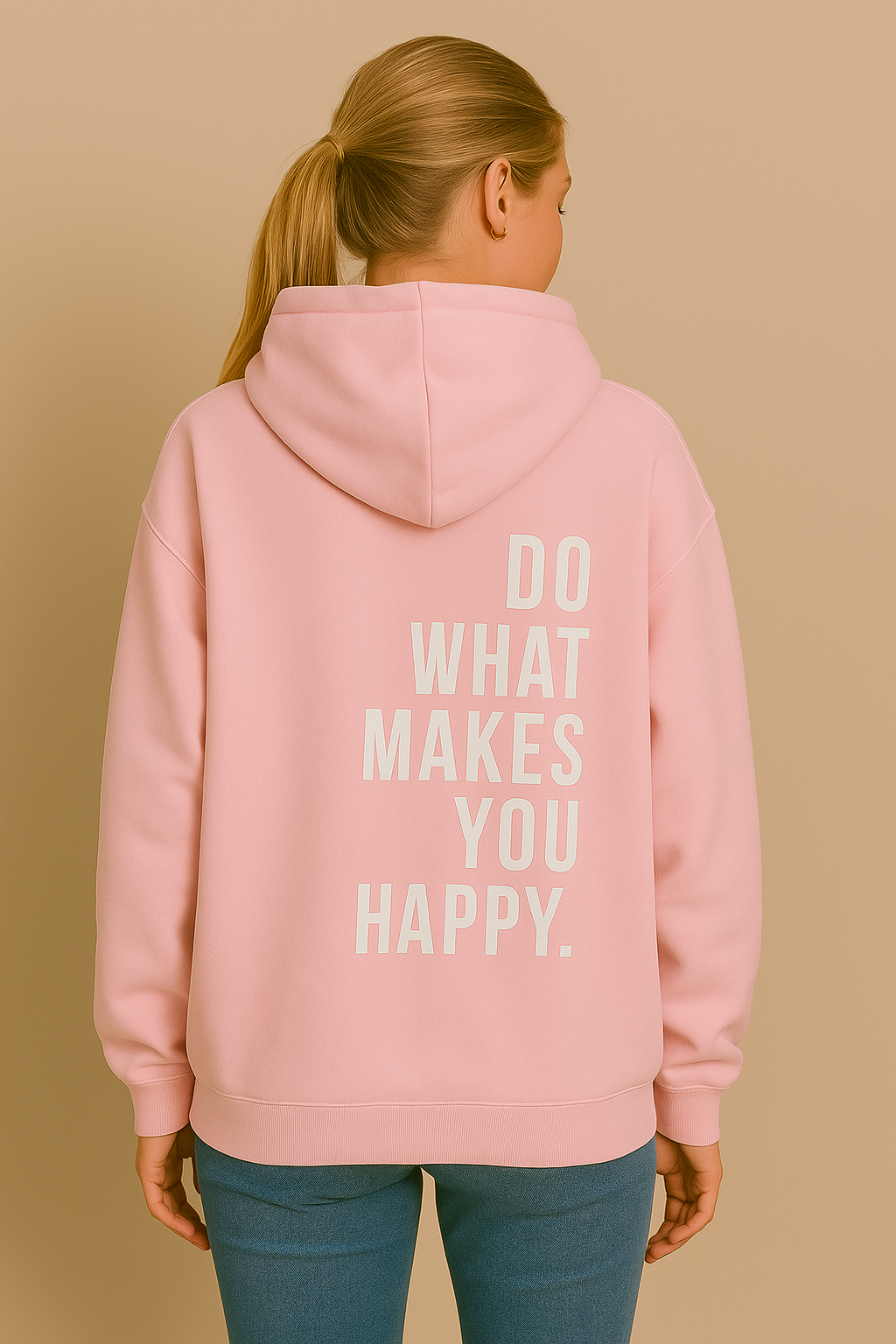 Dames Hoodie Ruimvallend met Happy Print