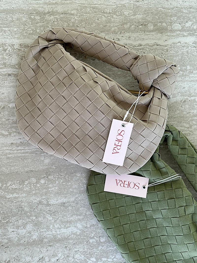 Suède Mini-Tas Gevlochten Ilyse Stijl