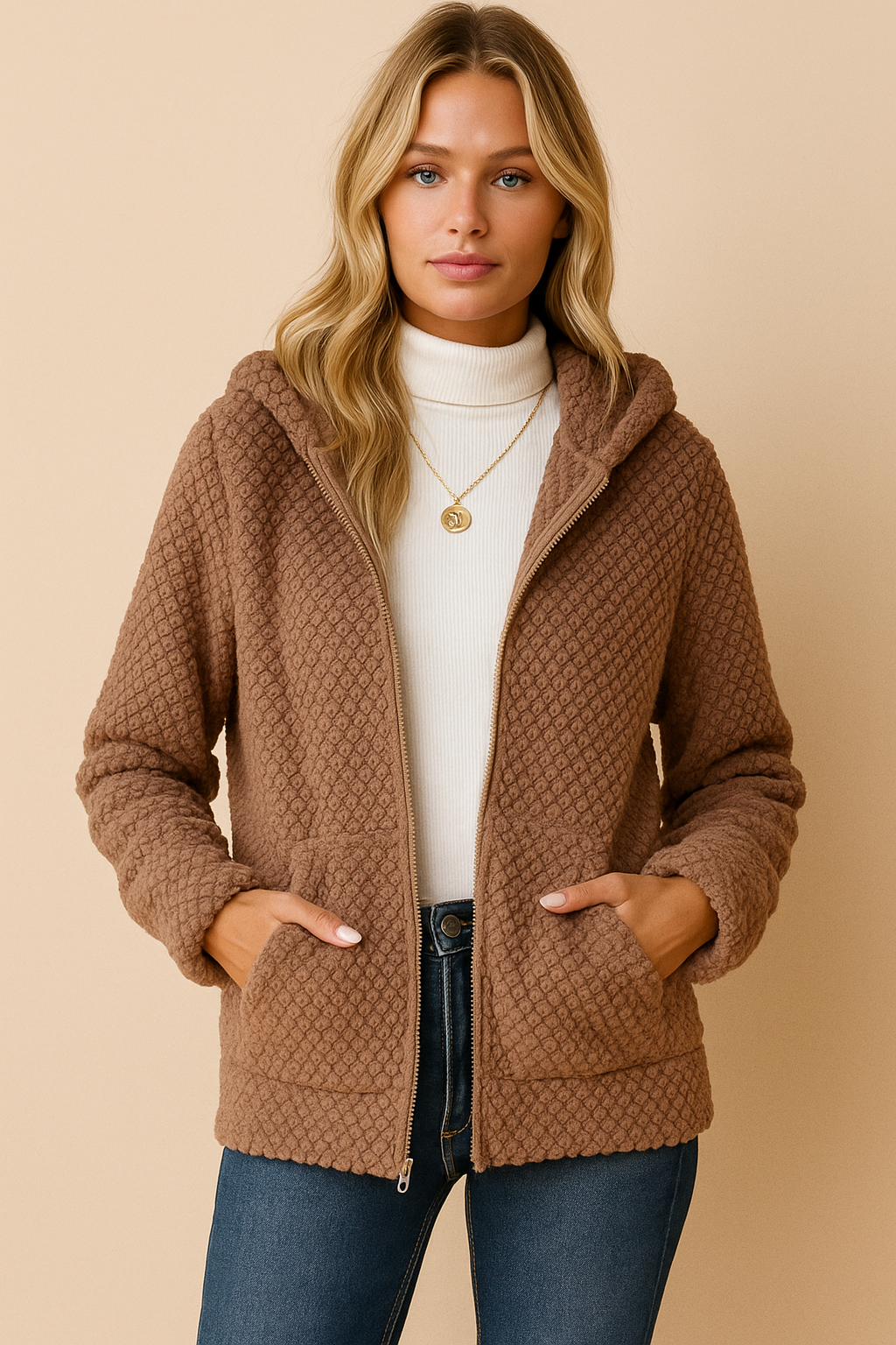 Dames Teddy Vest Warm en Zachte met Capuchon