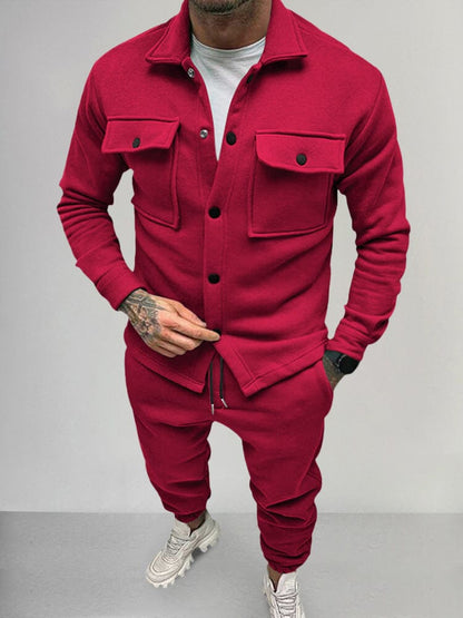 Leren Heren Set met Jasje en Broek Suède Stijl