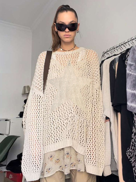 Grunge Trui voor Dames met Crochet Patroon - Mode Vibes