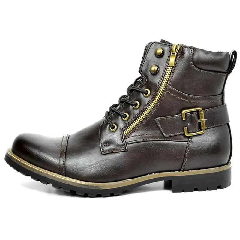 Leren Herenboots Robuust met Vetersluiting en Gesp