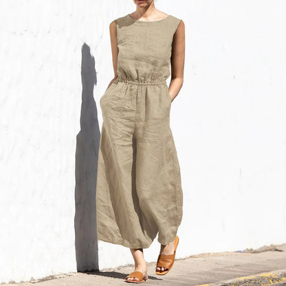 Vrouwelijke Katoenen Jumpsuit Zomer Jurk