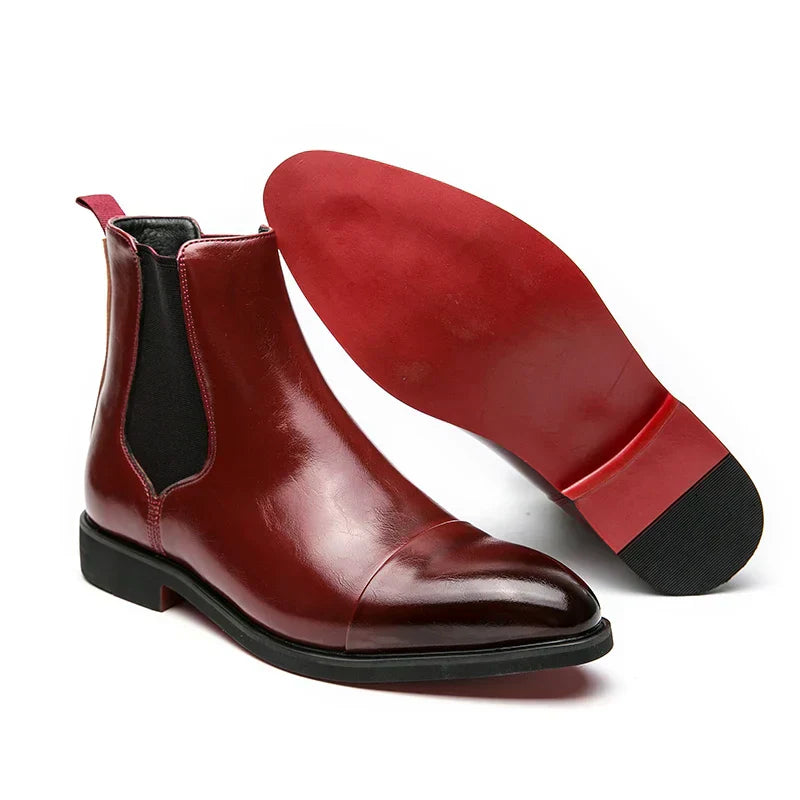 Chelsea Boots Glanzend Rood Zool Laag Stevig