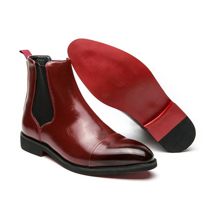 Chelsea Boots Glanzend Rood Zool Laag Stevig