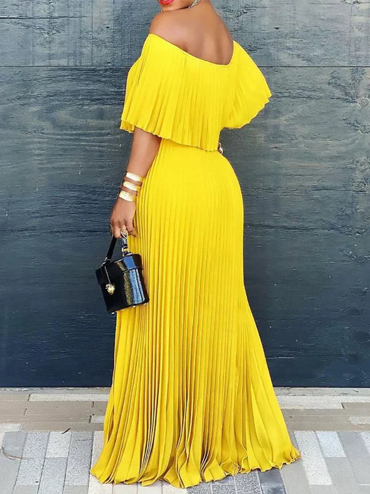 Off-the-Shoulder Jurk Geplooid Sexy Avondjurk