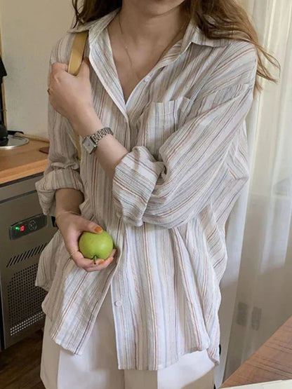 Leana | Oversized Gestreept Shirt Met Lange Mouwen