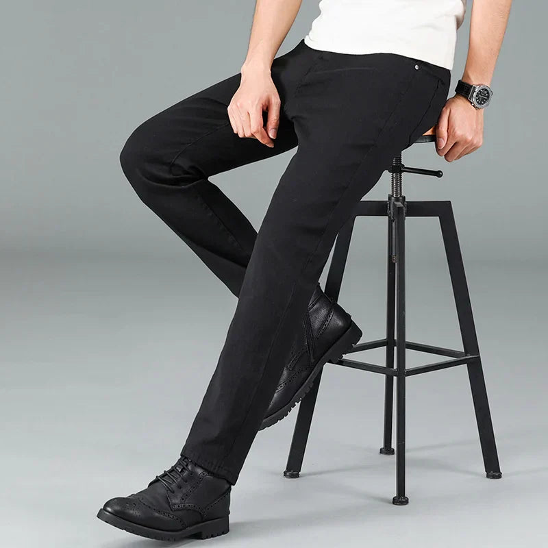 Zwarte Heren Straight Fit Jeans Stretch Stof Milan